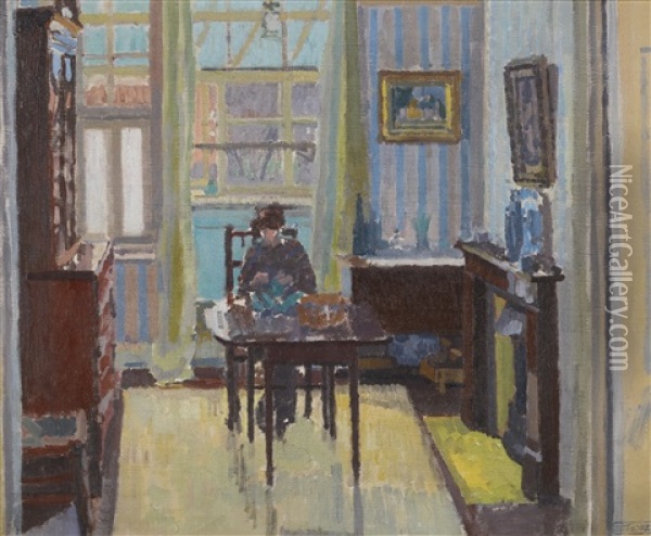 Interior Of Room At 6 Cambrian Road, Richmond Oil Painting - Spencer Frederick Gore