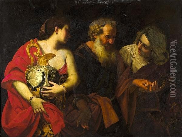 Lot And His Daughters Oil Painting - Artemisia Gentileschi