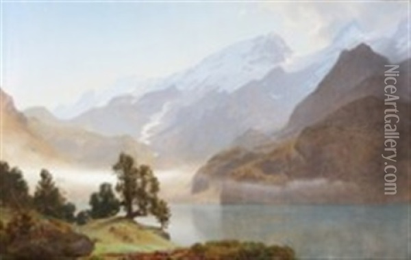 From Engstlen Alp. Berner Oberland Oil Painting - Janus la Cour