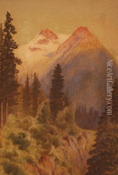 Canadian Mountain Landscape Oil Painting - Thomas Mower Martin