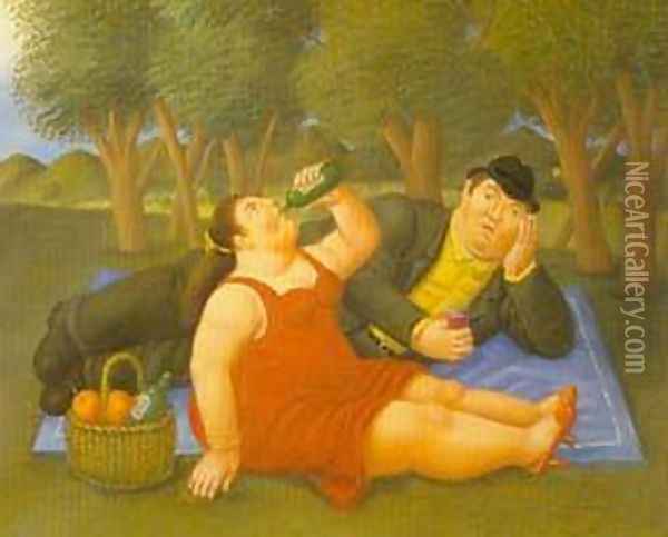 Picnic 1997 Oil Painting - Fernando Botero