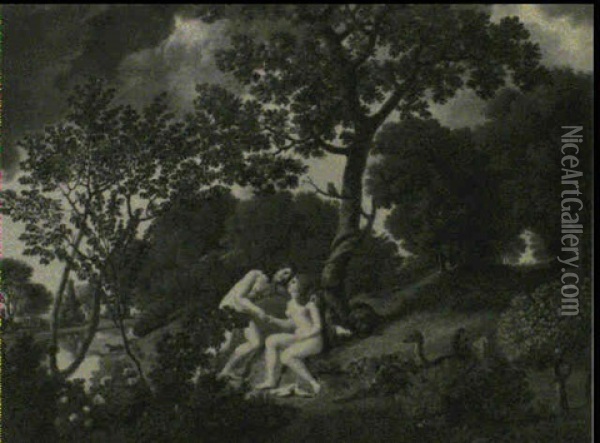 Adam Et Eve Au Paradis Terrestre Oil Painting - Karel Beschey