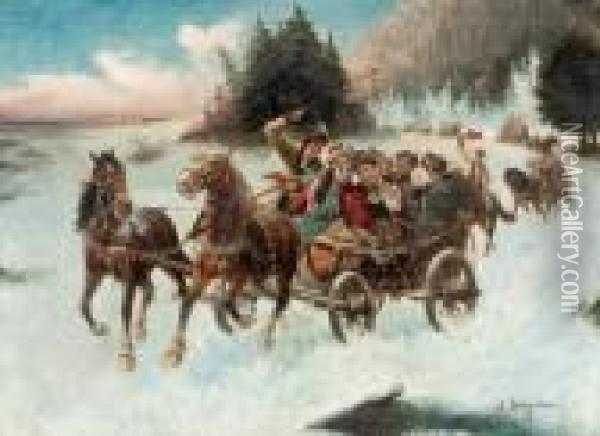 Winter Trip Oil Painting - Adolf Baumgartner