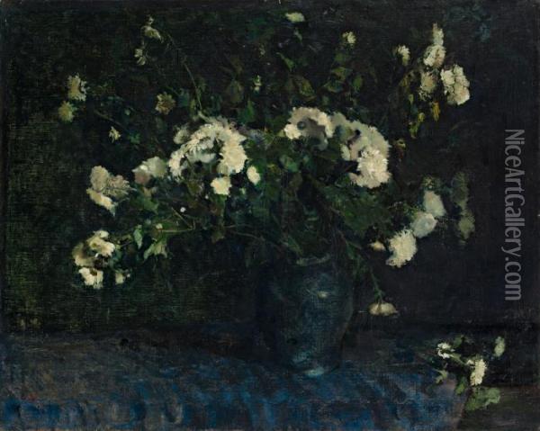 Chrysanthemen In Vase Oil Painting - Lesser Ury