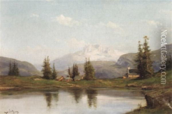 Der Bergsee Oil Painting - Emile Godchaux