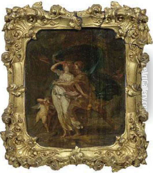 Ruggiero Umarmt Angelica Oil Painting - Jean-Honore Fragonard