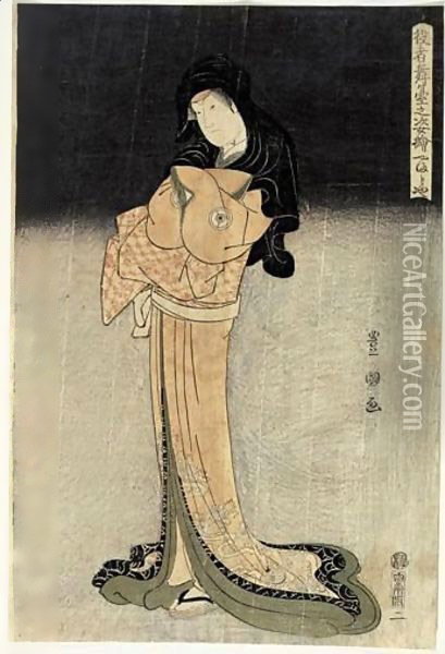 Portrait De L'Acteur Iwai Hanshiro IV Dans Le Role D'Une Jeune Fille Oil Painting - Utagawa Toyokuni