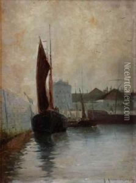 Pecheurs Quittant Le Port Oil Painting - Georges Ricard-Cordingley