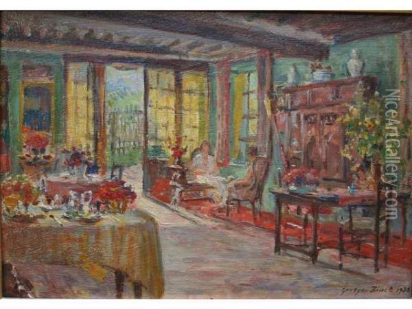 Femmes Au Salon, Interieur De La Maison De L Artiste Oil Painting - Georges Binet