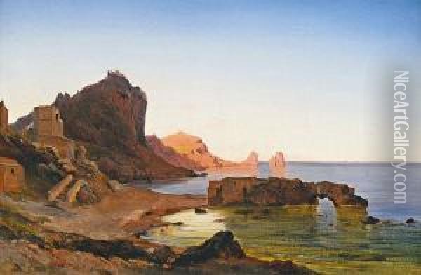 Stille Meereskuste Mit Ruinen Oil Painting - Jules Louis Phillipe Coignet