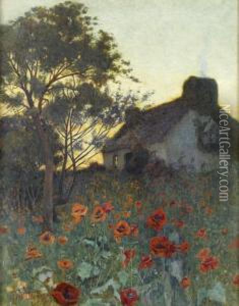 Poppies In The Gloaming Oil Painting - Jane Utley