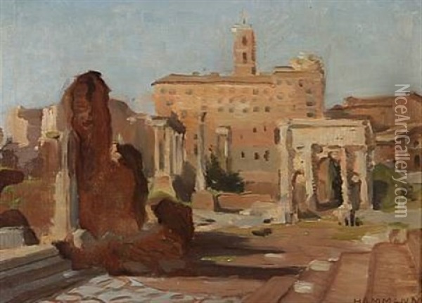 View From Roman Forum In Rome Oil Painting - Marius Hammann