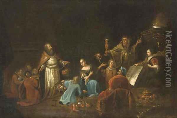 The Idolatry of Solomon Oil Painting - Egbert van, the Younger Heemskerck