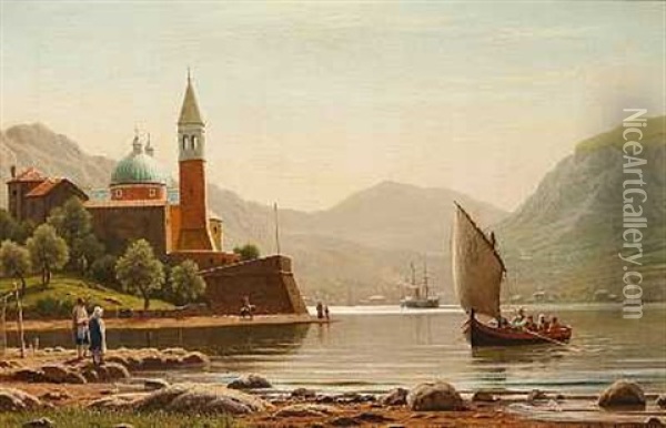 Fra Bugten Ved Cattaro I Dalmatien Oil Painting - Christian Frederic Eckardt