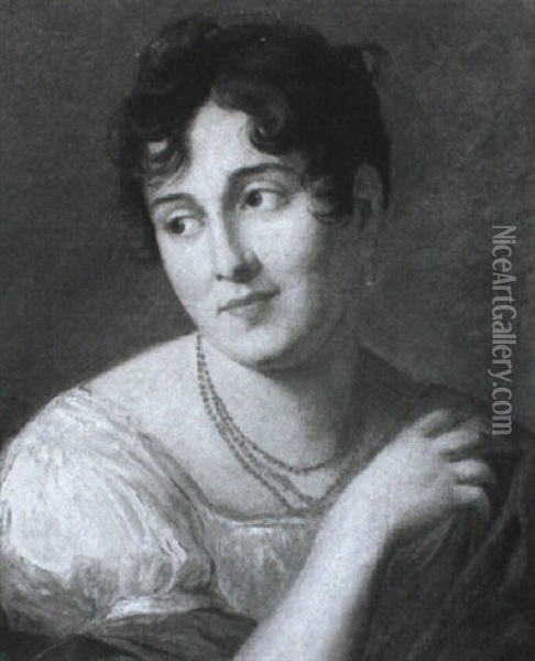 Portrait Of A Lady Oil Painting - Louis Edouard Rioult