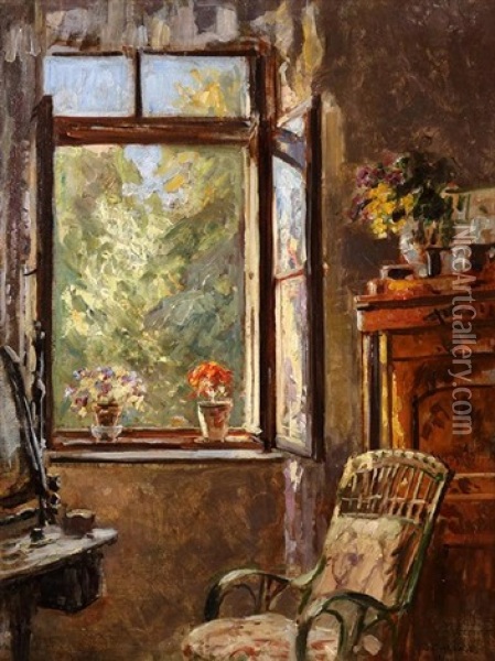 Interior Oil Painting - Stanislav Yulianovich Zhukovsky