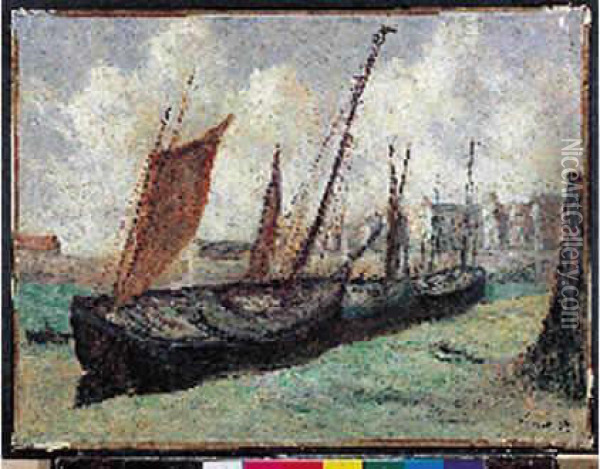 Dieppe, Bateaux A Quai Oil Painting - Maximilien Luce