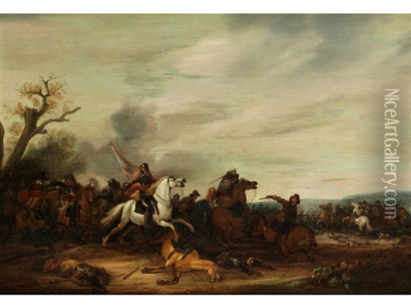 Schlachtenbild Oil Painting - Abraham van der Hoef
