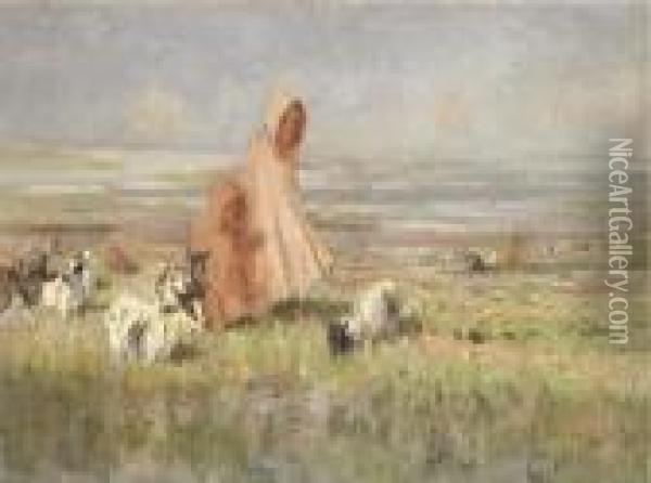 A Moroccan Goat Herd Oil Painting - Gourlay Steell