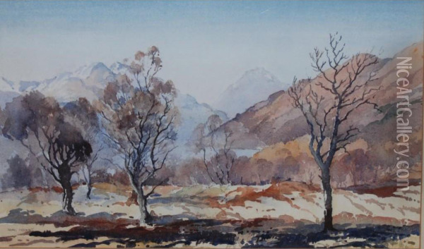 Herriot, Watercolour, Winter Nearrowardennan, Signed, 30 X 50cm Oil Painting - James Herring