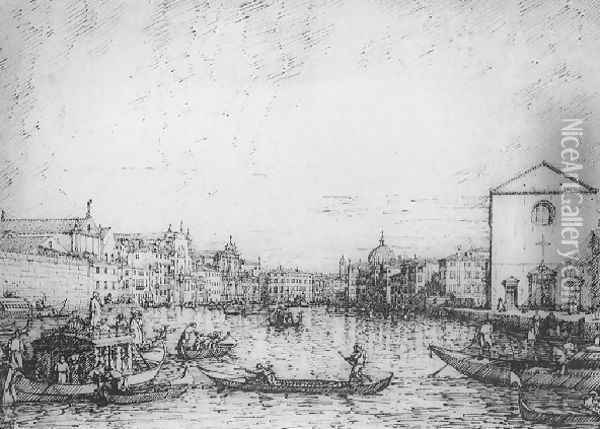 Grand Canal Looking North East From Santa Croce To San Geremia Oil Painting - (Giovanni Antonio Canal) Canaletto