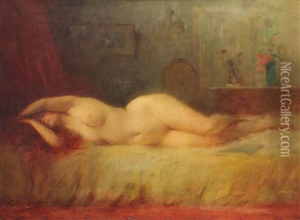 A Reclining Nude Oil Painting - Serkis Diranian