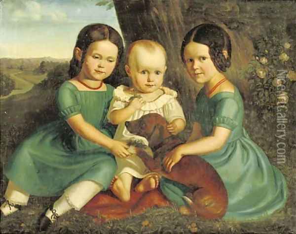 Siblings with their favorite friend Oil Painting - Carl the Elder Begas