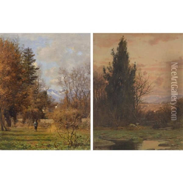 Herbstliche Landschaften. Gegenstucke Oil Painting - Francois Furet