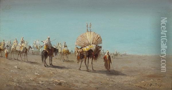 A Caravan In The Desert Oil Painting - A.C Du Bois