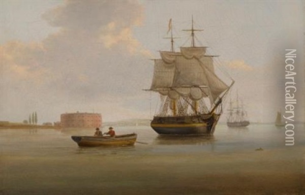 Castle William, New York Harbor Oil Painting - Thomas Birch