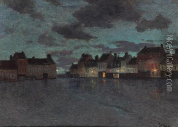 Marketplace In Dieppe, After A Rainstorm Oil Painting - Fritz Thaulow
