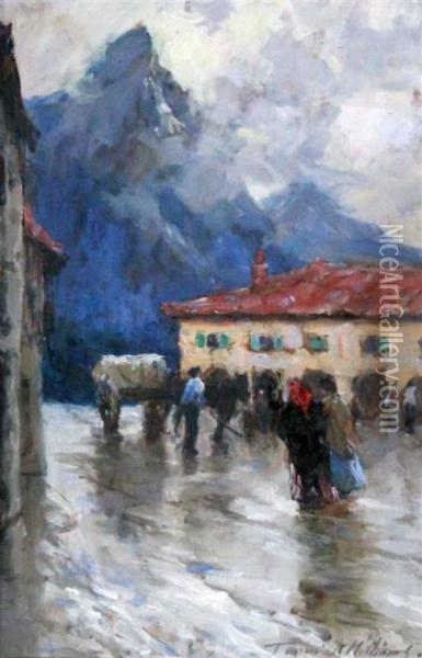Italian Mountain Village Oil Painting - Terrick John Williams