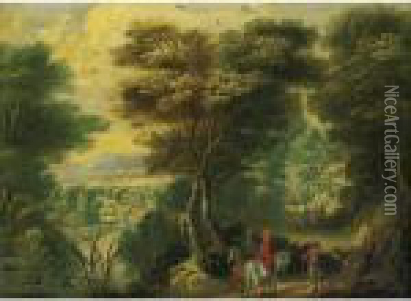 Landscape With Travelers Along A Forrest Path Oil Painting - Jan Brueghel the Younger