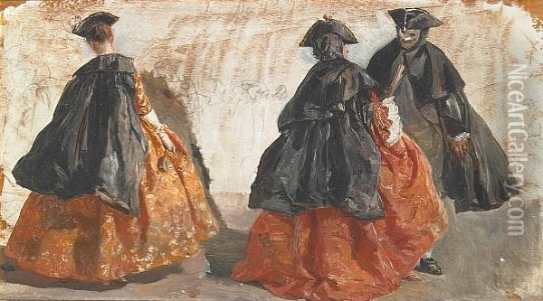 Costume Studies For The Carnevale (2) Oil Painting - Sir William Newenham Montague Orpen