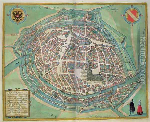 Map of Strasbourg from Civitates Orbis Terrarum Oil Painting - Joris Hoefnagel