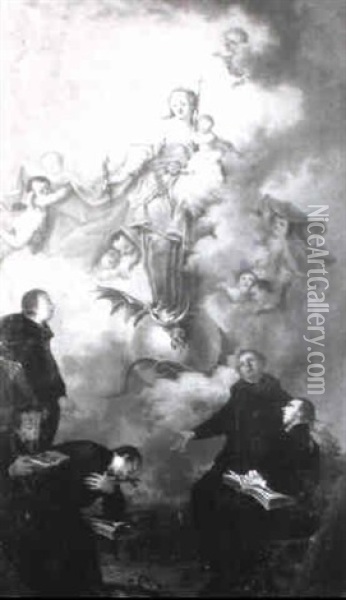 The Immaculate Conception Appearing To A Group Of Jesuits Oil Painting - Ignaz Joseph Raab
