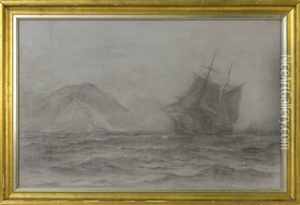 Ship At Sail Off A Rocky Coast Oil Painting - William Bradford