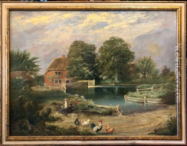 Cottage Landscape Oil Painting - William Edward Atkins