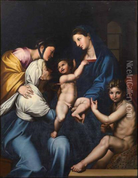 Madonna Dell'impannata Oil Painting - Raphael (Raffaello Sanzio of Urbino)