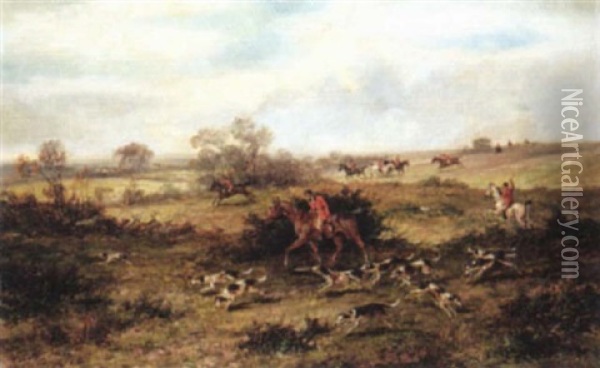 Huntsmen With Hounds Oil Painting - William Langley