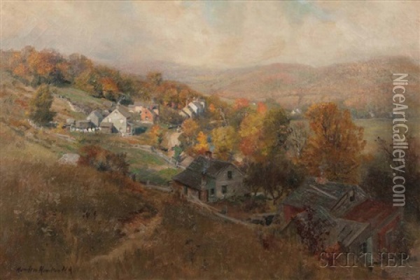 Morning In The Village, Autumn Oil Painting - Hamilton Hamilton
