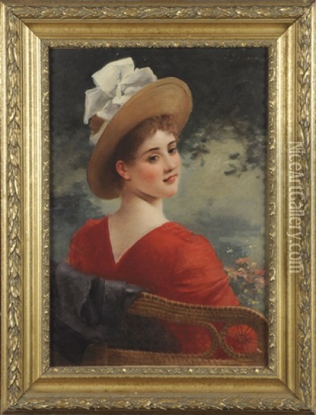 Elegante Au Chapeau Oil Painting - Jules Frederic Ballavoine