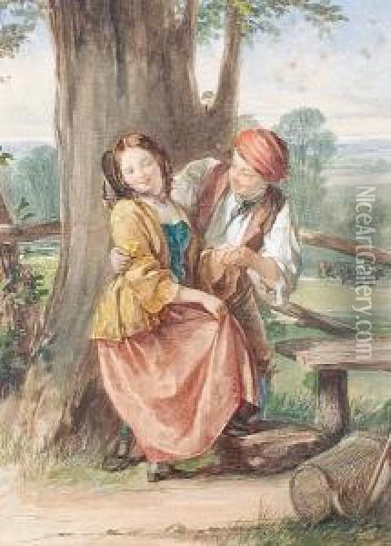 Country Lovers Oil Painting - Thomas Edward Roberts