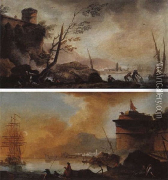 Marine: Le Matin Oil Painting - Charles Francois Lacroix