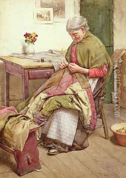 The Old Quilt Oil Painting - Walter Langley