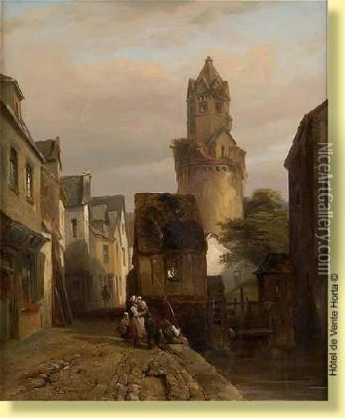 Aubord Du Moulin A Eau Oil Painting - Gustave Adolphe Simonau