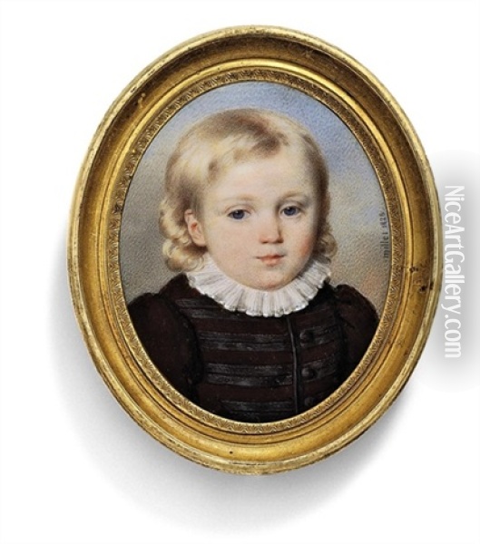 A Young Boy, In Brown Doublet Oil Painting - Frederic Millet