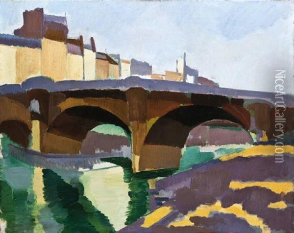 A Pont Neuf Oil Painting - Jozsef Nemes-Lamperth