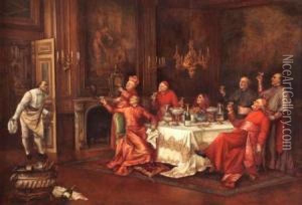 Cardinals Toasting The Chef Oil Painting - Andrea Landini