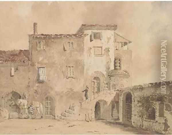 Byron's house in Greece Oil Painting - English School